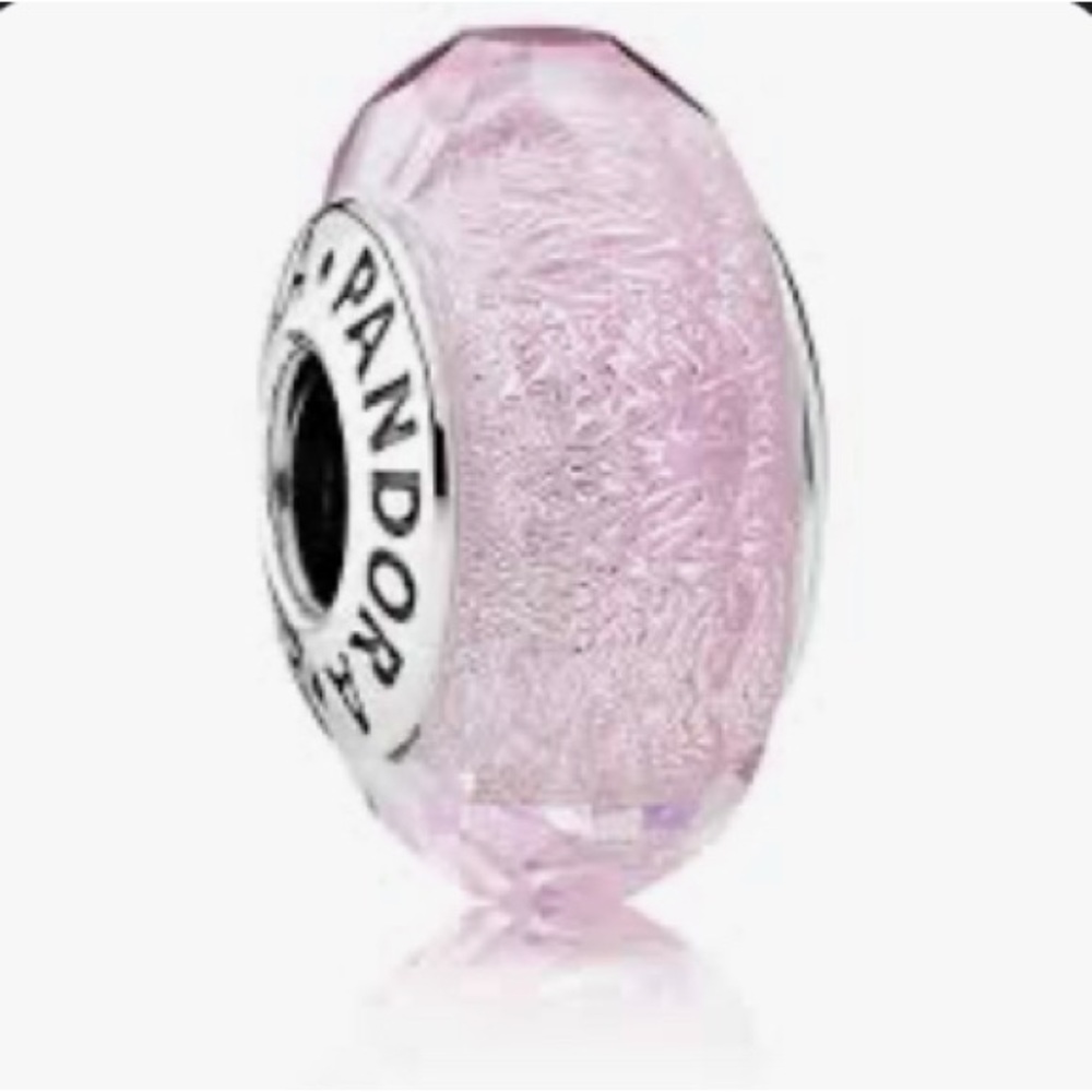 Pandora Pink Shimmer Faceted Murano Glass Charm RETIRED